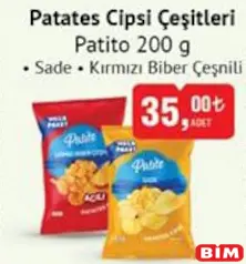 PATİTO PATATES CİPSİ ÇEŞİTLERİ 200 G
